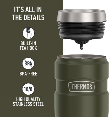 THERMOS Stainless King Vacuum-Insulated Travel Tumbler, 16 Ounce, Matte Steel