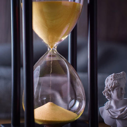 BELLAWARE Hourglass Timer with Red Sand, 60 Minute Wooden Sand Timer | Creative Handcraft Decoration