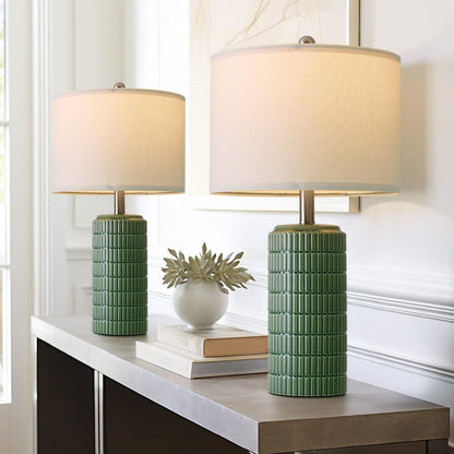 PoKat 20.75" Small Modern Ceramic Table Lamps Set of 2 for Bedroom, White Bedside Lamps for Night Stands, Farmhouse Desk Home Decor Gift Nightstand Table Lamps for Living Room End Table Beige
