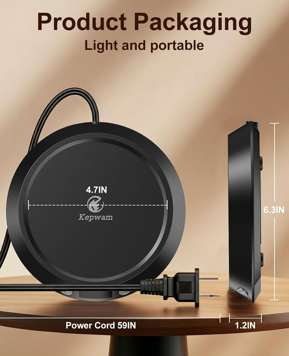 Kepwam Mug Warmer for Desk, Coffee Warmer with 3 Temp Settings & 2-9H Timer