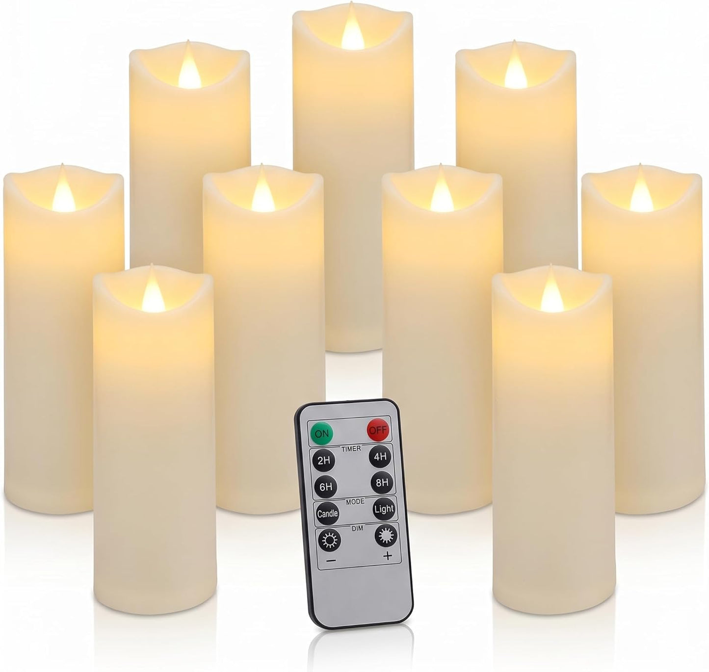 Waterproof Flameless Candles, 12 PC Battery Operated LED Pillar Candles with 2 Remote Controls & Timer, Flickering Indoor Outdoor Candles for Wedding, Patio, Easter, Bathroom, Home Decor, 4''5''6''