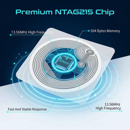 50 Pcs NTAG215 NFC Tags Sticker, Anti-Metal NFC Stickers 25mm Round