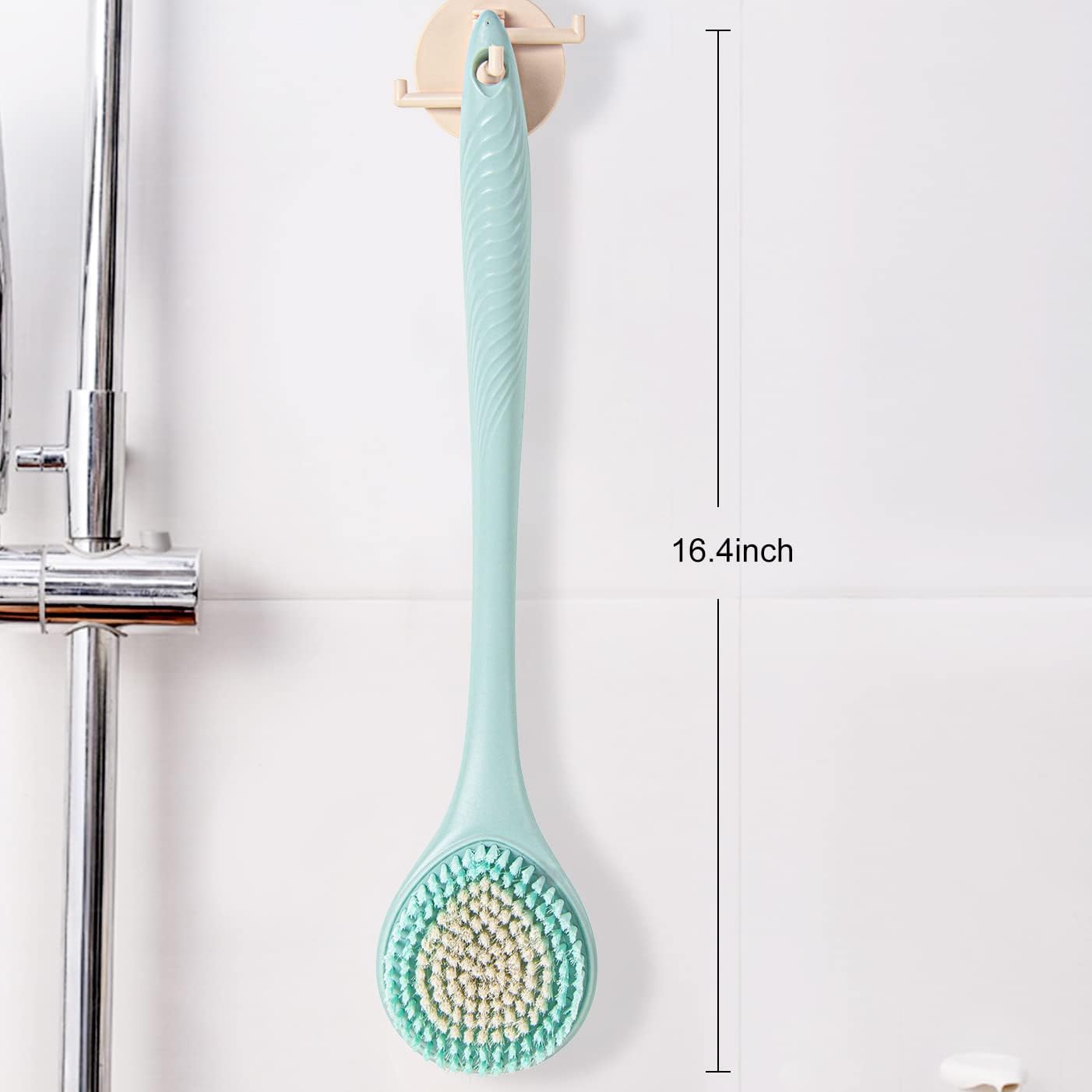 BEDELITE Back Scrubber for Shower, Soft Bath Brush Long Handle for Men & Women(16.4 Inches), Anti Slip Body Scrubber Exfoliator for Cleaning(Blue)