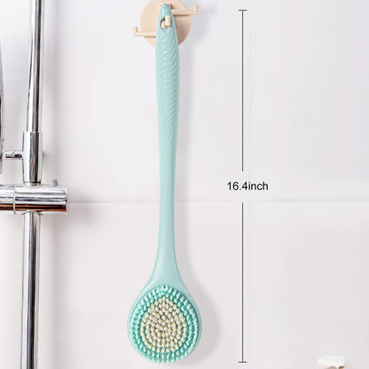 BEDELITE Back Scrubber for Shower, Soft Bath Brush Long Handle for Men & Women(16.4 Inches), Anti Slip Body Scrubber Exfoliator for Cleaning(Blue)