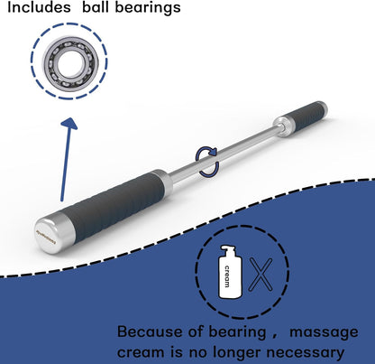 Stainless Steel Muscle Roller Stick for Legs with Silicone Grip and Ball Bearing Foot Roller for Athletes - Massage Roller Stick