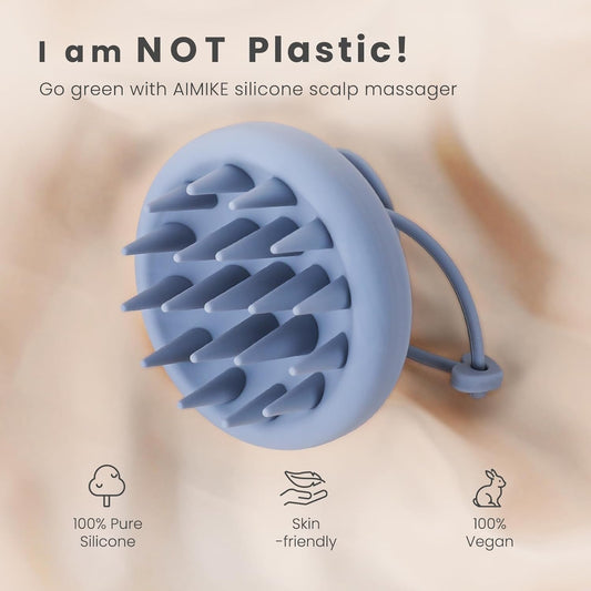 AIMIKE Scalp Massager Shampoo Brush, Soft Silicone Scalp Scrubber, Scalp Brush/Exfoliator for Washing Hair Dandruff, Scalp Massager Hair Growth Stimulator, Wet Dry Scalp Hair Scrubber - Oatmeal