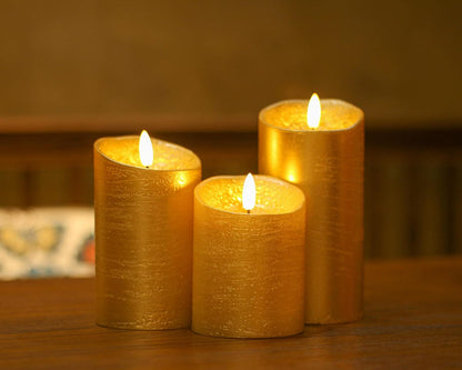 ANGELLOONG Flickering Flameless Candles, Realistic Battery Operated Candles with Remote and Timer, Set of 3 LED Candles for Fall Room Home Wedding Decor Centerpieces Table Party Christmas Decorations