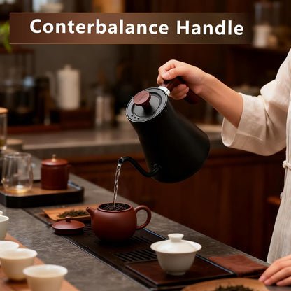 Gooseneck Electric Kettle,Pour Over Kettle for Coffee and Tea,Intelligent Temperature Control,Quick Heating,Keep Warm Function,1200W/0.9L (Black)