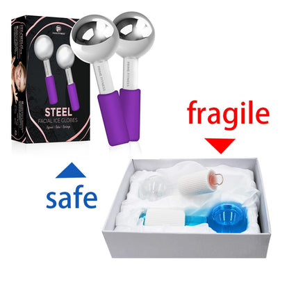 Ice Globes for Facials | Unbreakable Steel Cooling Roller | Cryo Sticks for Face | Massager for Face Neck & Eyes | Skin Care for Dark Circles, Puffiness, Wrinkles, Collagen Production (White)