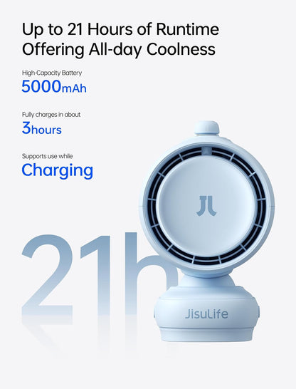 JISULIFE Chic Quadpod Stroller Fan 2026 –120°Auto Oscillation & 2 Wind Mode