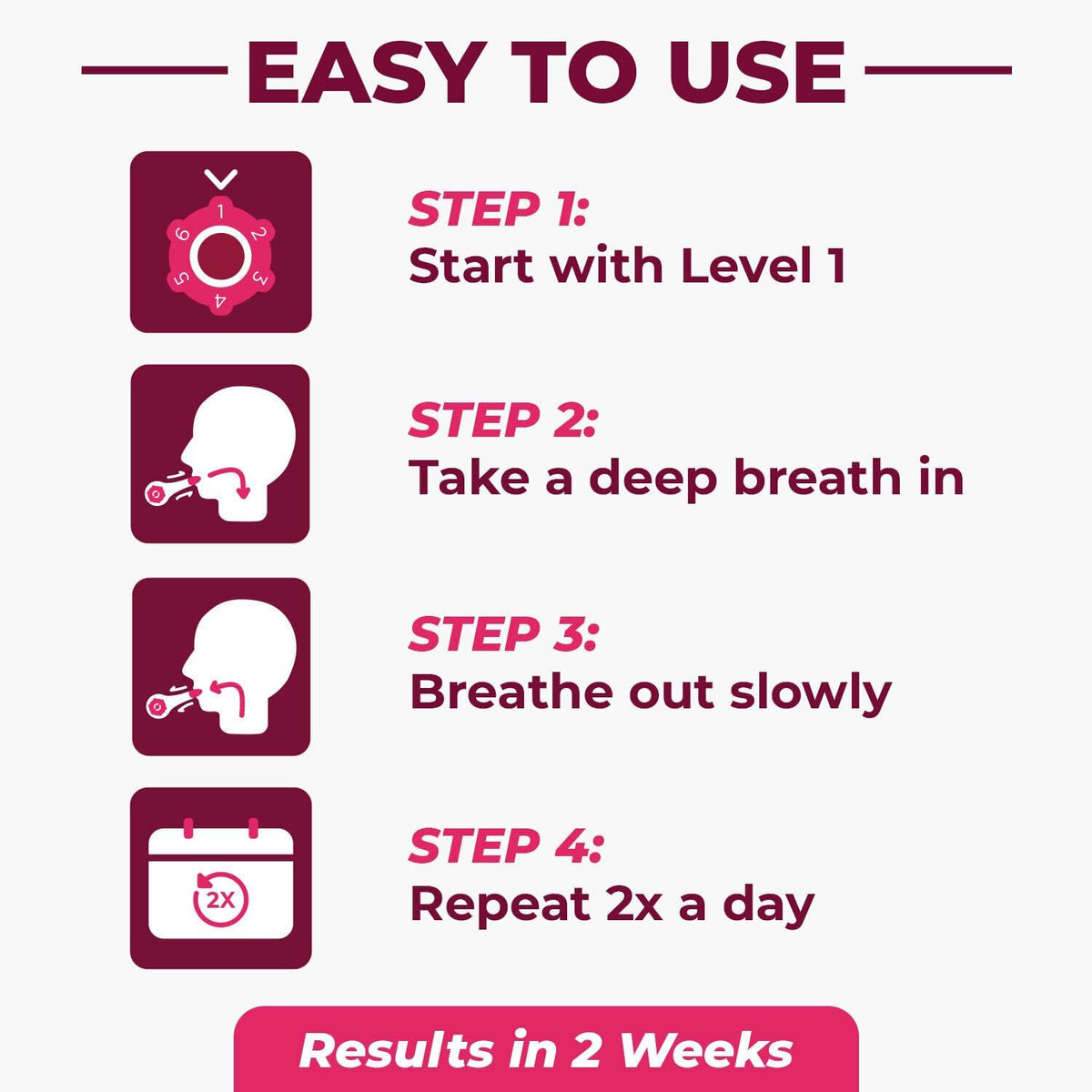 The Breather Pink | Easy Lung Training for Better Breathing & Enhance Your Wellness | Guided Coaching App Included