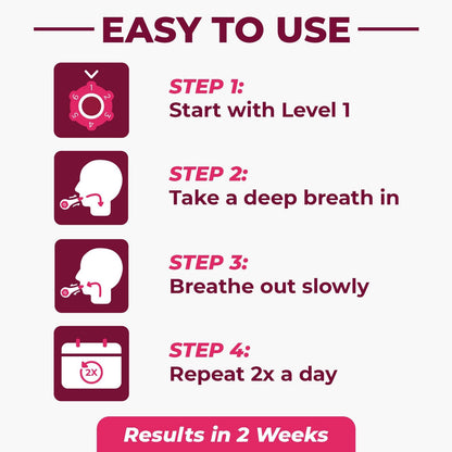 The Breather Pink | Easy Lung Training for Better Breathing & Enhance Your Wellness | Guided Coaching App Included