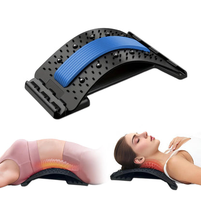 Back Stretcher - 4-Level Adjustable Lumbar Support Board & Back Cracker for Lower Back Pain Relief, Home Office Use (Blue)