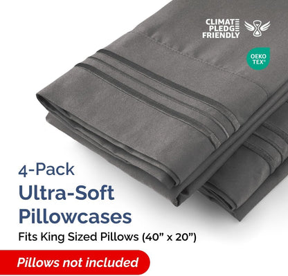 Standard Pillow Cases Set of 10 - Ultra Soft Hotel Quality Pillowcase Covers - Comfy, Cozy & Wrinkle Free - Shrink, Stain and Fade Resistant - Machine Washable Pillow Protectors - 10 Pcs Set - White - Colors A