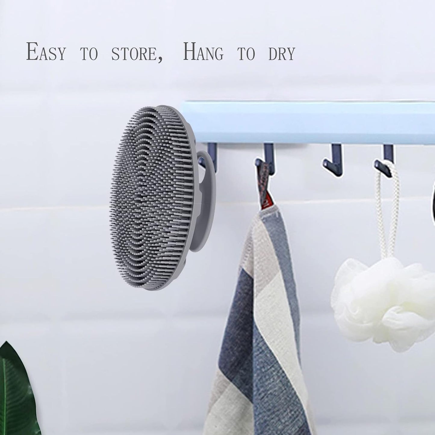 INNERNEED Food-Grade Soft Silicone Body Scrubber Shower Brush Handheld Cleansing Skin Brush, Gentle Exfoliating and Lather Well (Dark Green)