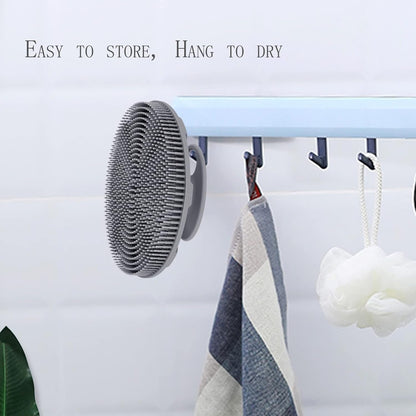INNERNEED Food-Grade Soft Silicone Body Scrubber Shower Brush Handheld Cleansing Skin Brush, Gentle Exfoliating and Lather Well (Dark Green)
