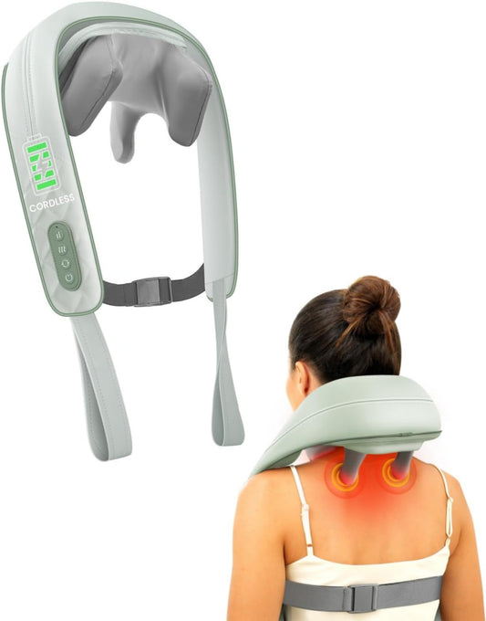Snailax Cordless Neck Massager with Heat for Pain Relief Deep Tissue, 4D Kneading,Rechargeable Shiatsu Back Neck Massager for Neck, Shoulders Back，Gift for Father