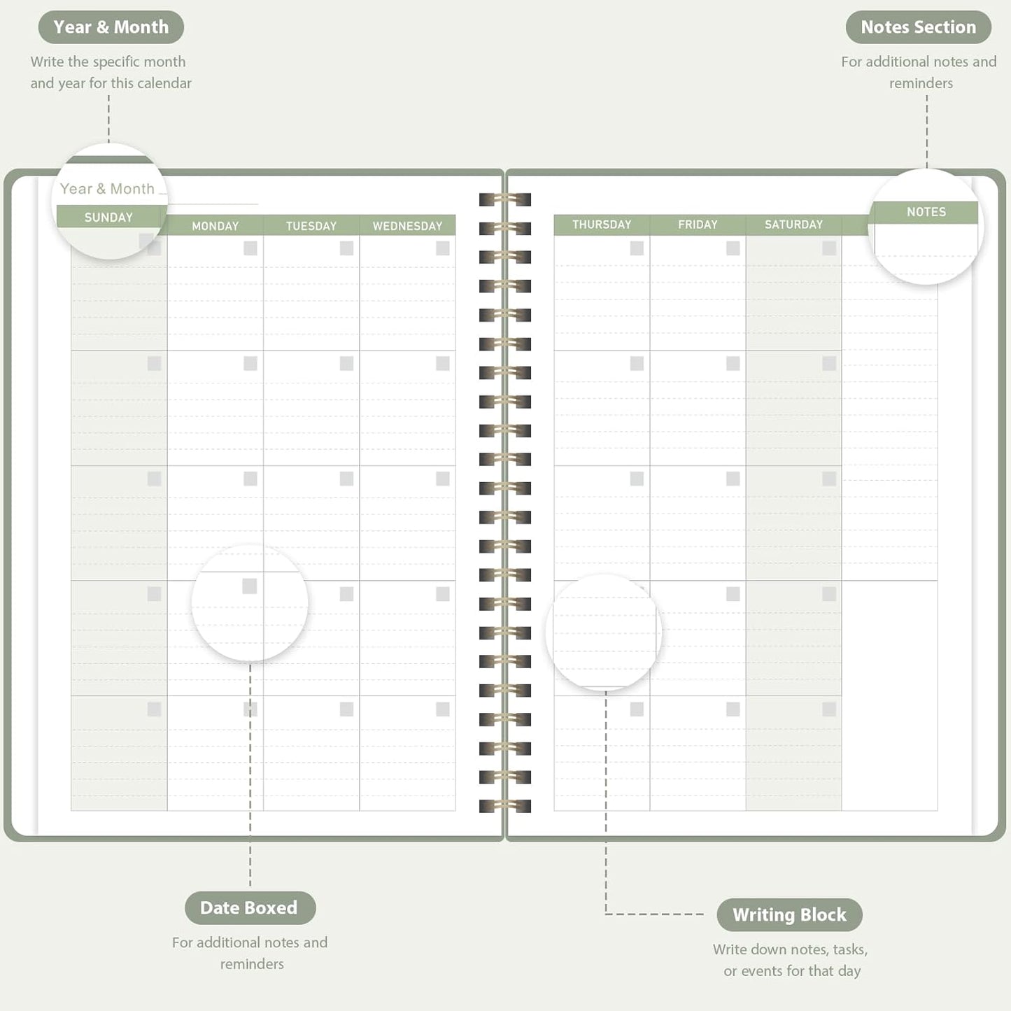 Undated Weekly Planner, Weekly To Do List Notebook, A5 Daily Planner | Office School Supplies, Spiral Binding, Inner Pocket, Goal, Organizer, Habit Tracker