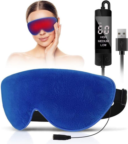 KOVNLO Heated Eye Mask, Washable USB Electric Moist Heat Warm Compress for Eyes, Eye mask with Flaxseed for Dry Eyes, Blepharitis, Chalazion, MGD, Stye Eye Treatment