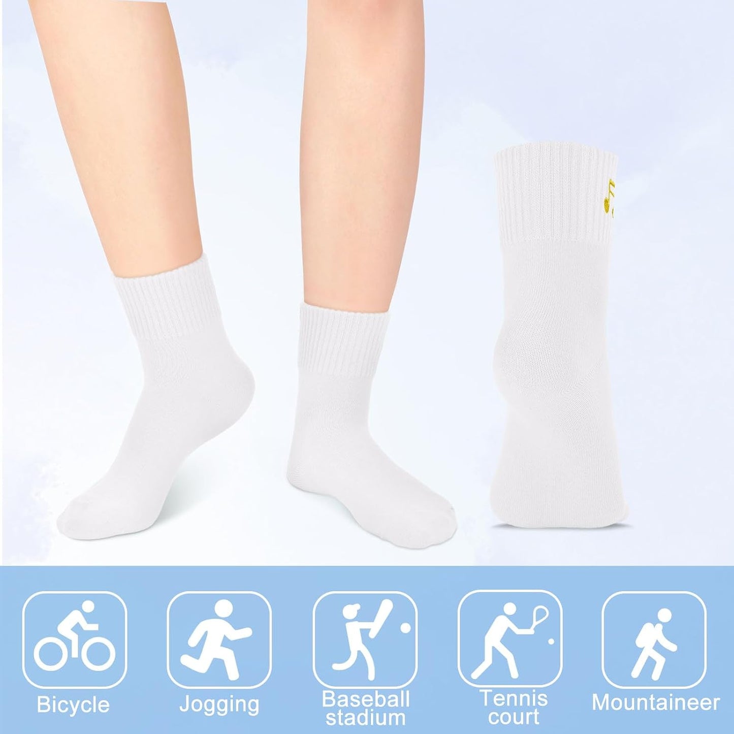 Eurzom 10 Pairs Socks Womens Crew Elastic Ankle Length Cotton Socks Aesthetic Cute Lightweight Low Cut Gifts for Women - Colors A