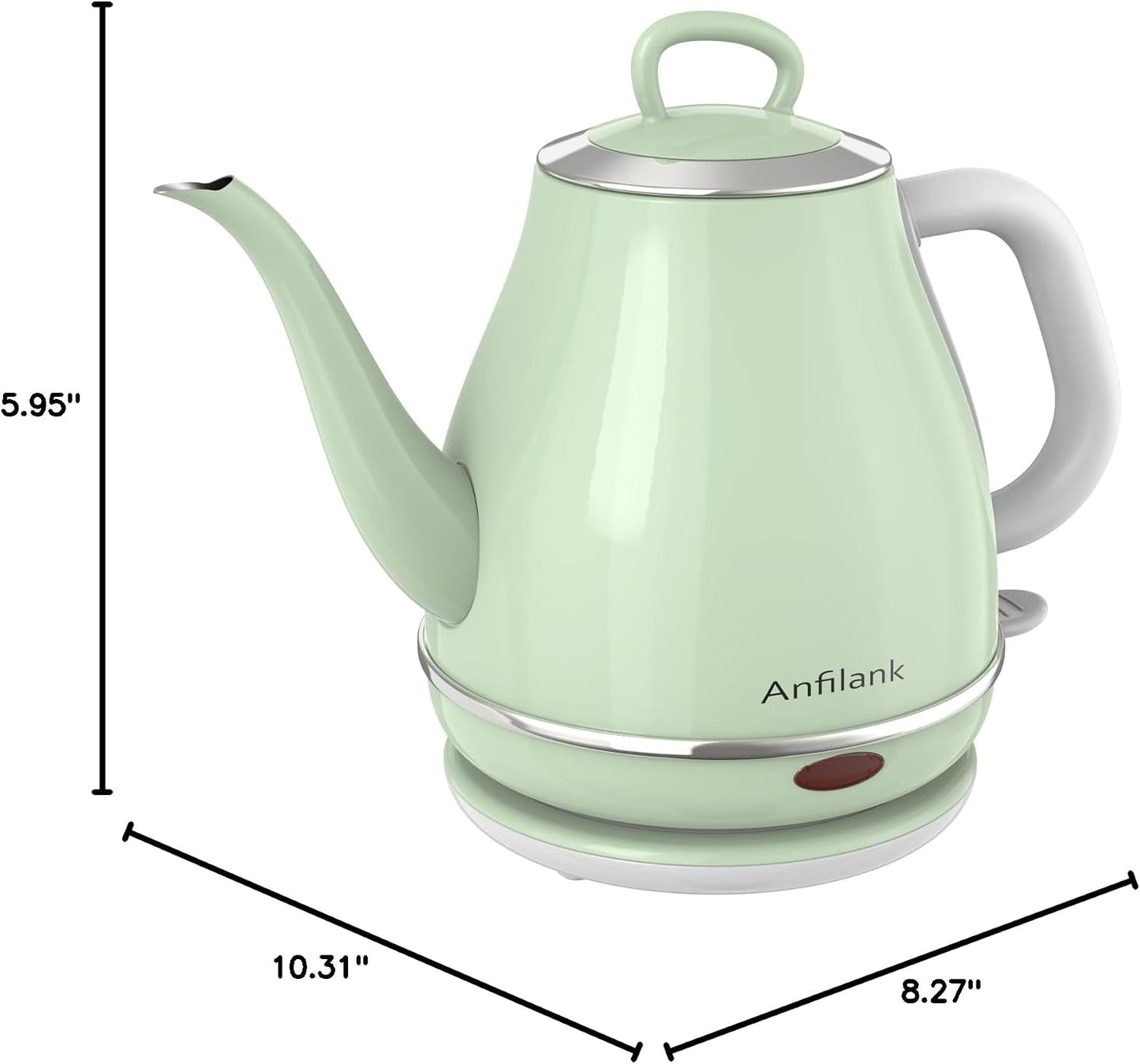 Anfilank Electric Gooseneck Kettle, 1L 1500WFast Boil, 100% Stainless Steel BPA Free Pour-Over Coffee & Tea Kettle,Water Boiler with Auto Shut & Boil-Dry Protectio,Green