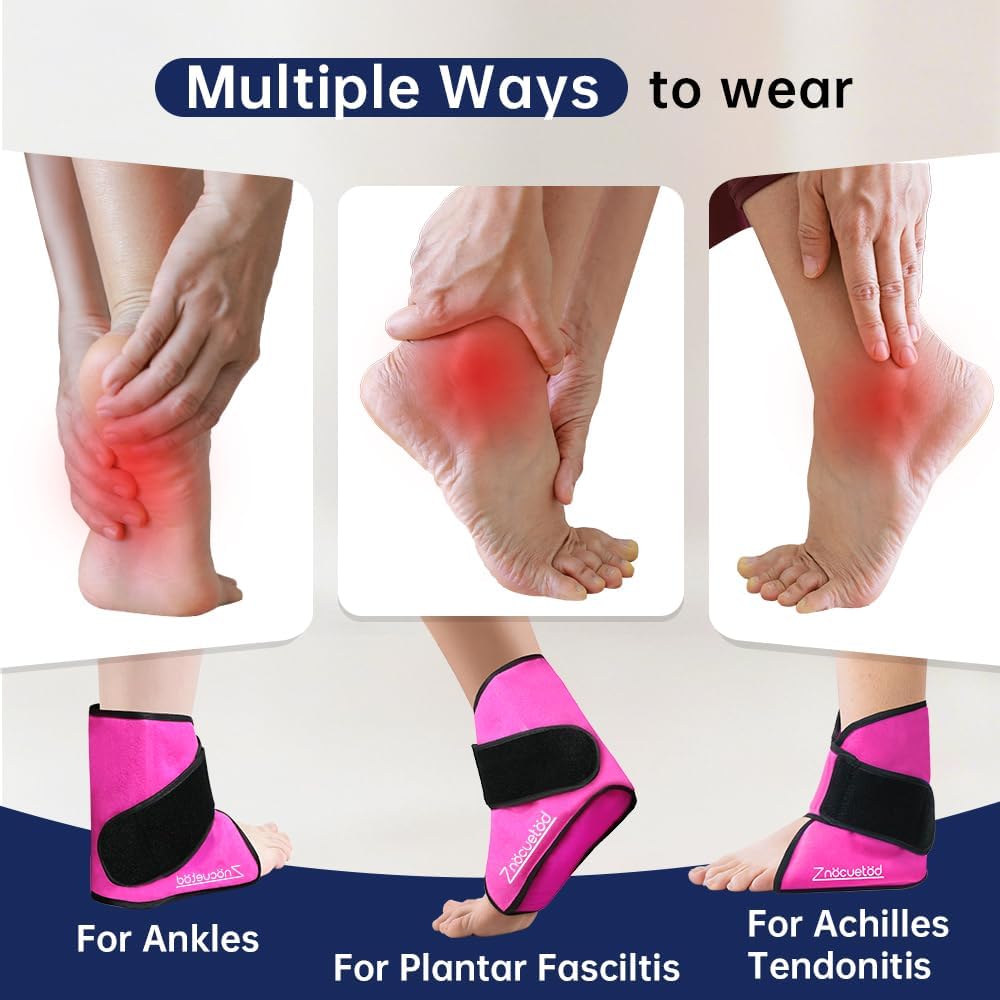 Ankle Ice Pack Wrap for Foot Heel Pain Relief Swelling Reusable Gel Ice Cold Packs Compression for Achilles Tendonitis Plantar Fasciitis Sprained Ankles Swollen Feet Surgery Recovery Heel Spur