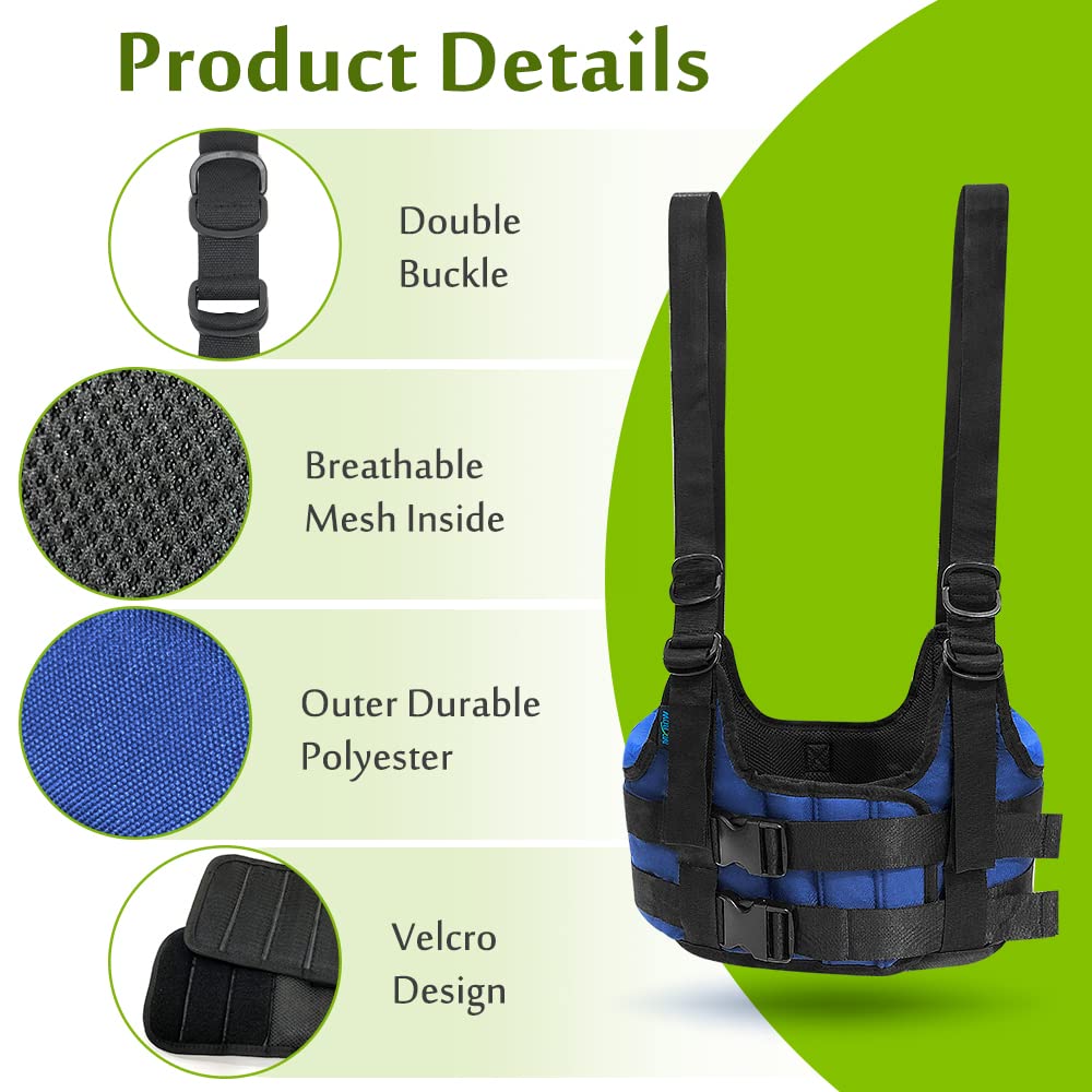 Back Stretcher Harness for Spinal Decompression, Lumbar Traction Belt & Inversion Table Alternative, Back Realignment Device for Herniated Disc Pain Relief – Large (42–50” Chest)