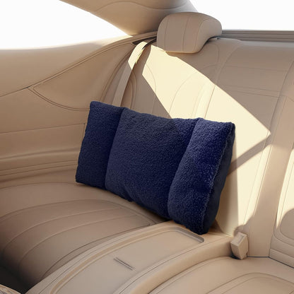Queekay Fleece Lumbar Support Pillow 3 Section Back Pillow Office Chair for Back Support Comfortable Lumbar Cushion for Car Seat Pain Relief Sofa Rest(Gray)
