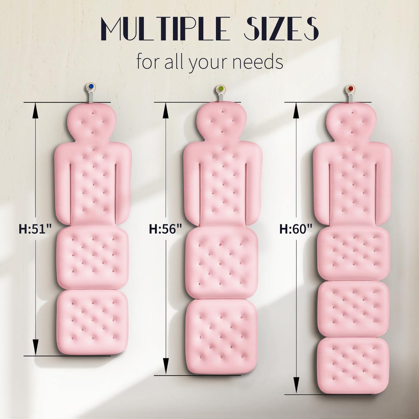 Full Body Bath Pillow for Bathtub, Thick Bathtub Cushion, Luxury Tub Pillow for Bath for Headrest Neck and Back Support White 51" x 16"
