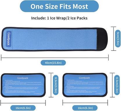 Comfpack Cold Therapy Wrap with 2 Packs for Pain Relief, Reusable Gel Ice Packs for Foot Plantar, Wrist, Ankle, Great for Sprains, Muscle Pain, Bruises, Injuries