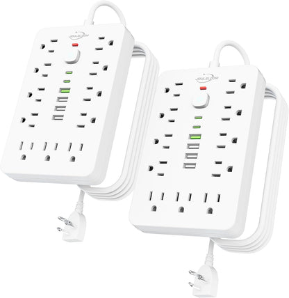 6 FT Flat Plug Surge Protector Power Strip,11 AC Outlets with 6 USB Ports
