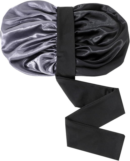 GDTOGRT Satin Silk Bonnet for Sleeping Women - Double Layer Sleep Hair Bonnets Caps for Curly Braid Hair with Tie Band