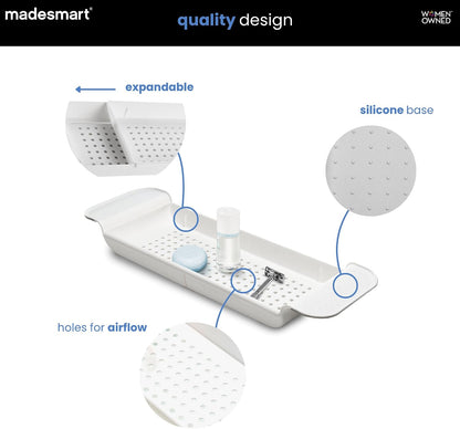 madesmart Expandable Bath Tray, White
