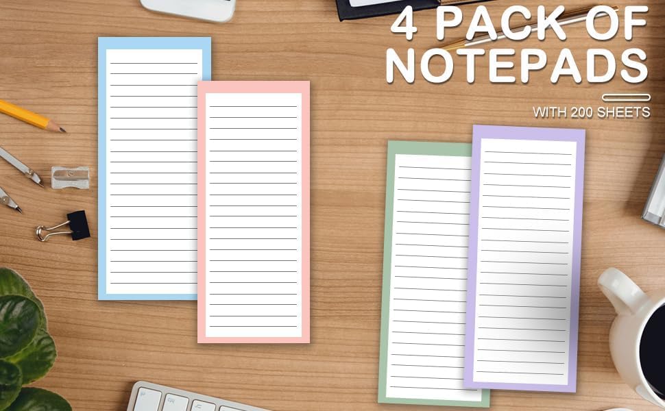6 Pack Magnetic Notepads, Notepads Grocery List Magnet Pad for Fridge,Full Magnet Back Design Notepad for Grocery Lists, Shopping Lists, to-Do Lists(240 Sheets)