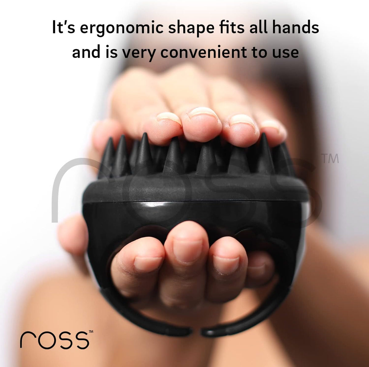Ross Hair Scalp Massager Shampoo Brush with Soft Silicone Bristles for Anti Dandruff, Exfoliating with Scalp Care Manual Head Massager, 1 Count (Pack of 1) (Style 1, Black)