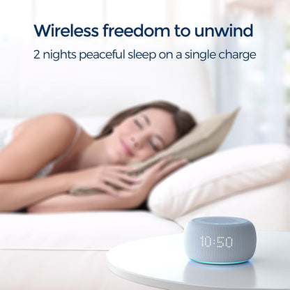 Buffbee Alarm Clock with Sound Machine for Bedrooms – 2-in-1 White Noise Machine for Sleep, Gentle Wake-Up with Soft Alarm Sounds, Ambient Night Light, Plug-in, Sleep Better, Wake Gently
