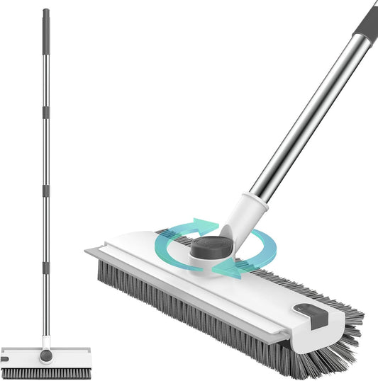 SetSail Floor Scrub Brush with 54in Adjustable Long Handle, Grey&White