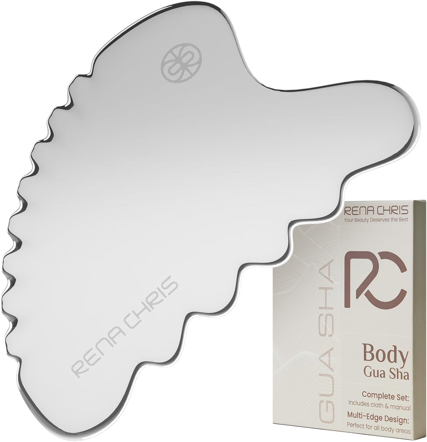 Rena Chris Body Gua Sha Tools, Natural Xiuyan Jade Guasha Tool, Manual Massage Sticks for Jawline Sculpting and Puffiness Reducing, Whole Body Skin Care Massager (Green)