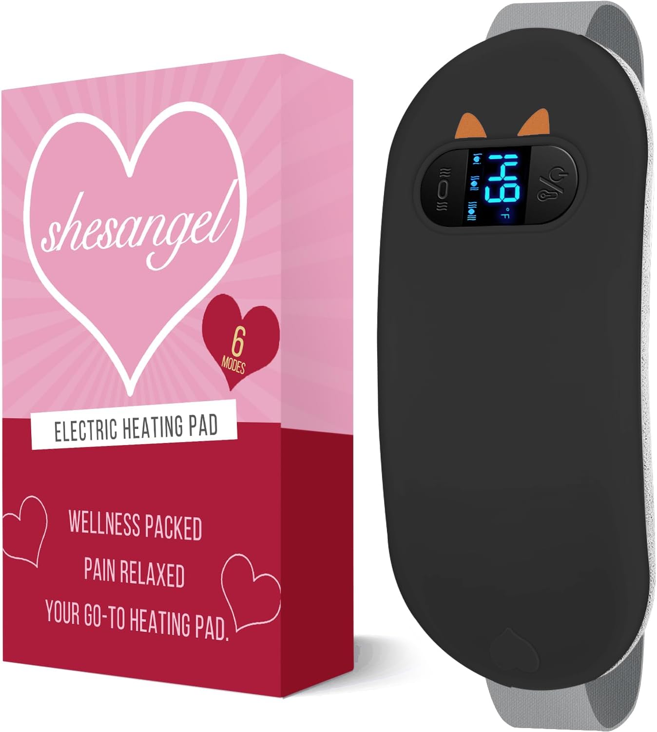 Electric Heating Pad, Portable Cordless Menstrual Heating Pad with 6 Heat Levels and 6 Massage Modes, Fast Large Heating Belly Wrap Belt for Cramps, Back Pain Relief Gifts for Women Girls Her