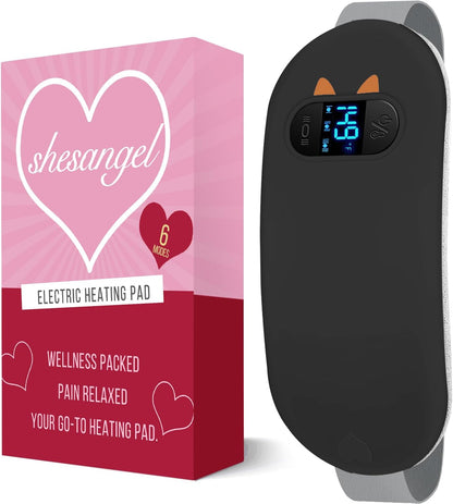 Electric Heating Pad, Portable Cordless Menstrual Heating Pad with 6 Heat Levels and 6 Massage Modes, Fast Large Heating Belly Wrap Belt for Cramps, Back Pain Relief Gifts for Women Girls Her