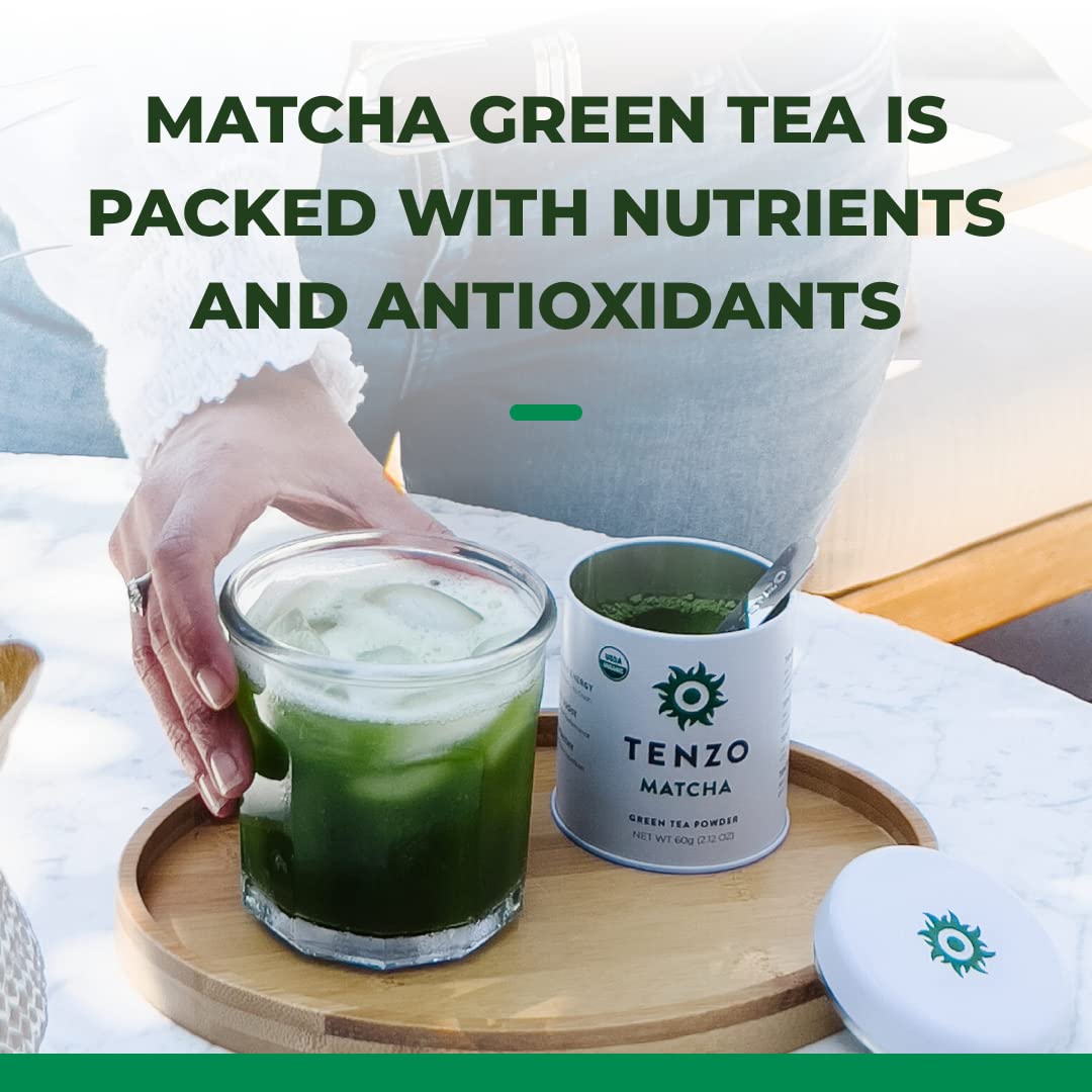 Tenzo Matcha Green Tea Powder, Organic Cafe Sweetened Matcha Latte Green Tea Powder, Ceremonial Barista Crafted Mix - Authentically Japanese - Matcha Latte Mix (35.27 Ounce)