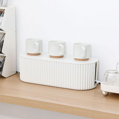White Cable Box Organizer, Small, Plastic