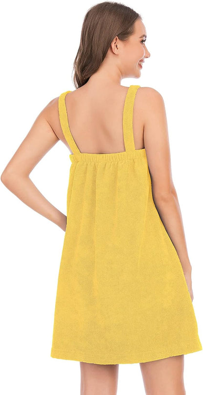 Veseacky Women Bath Wrap Towel for Womens Shower with Pocket Adjustable Spa Robe & Facial Headband