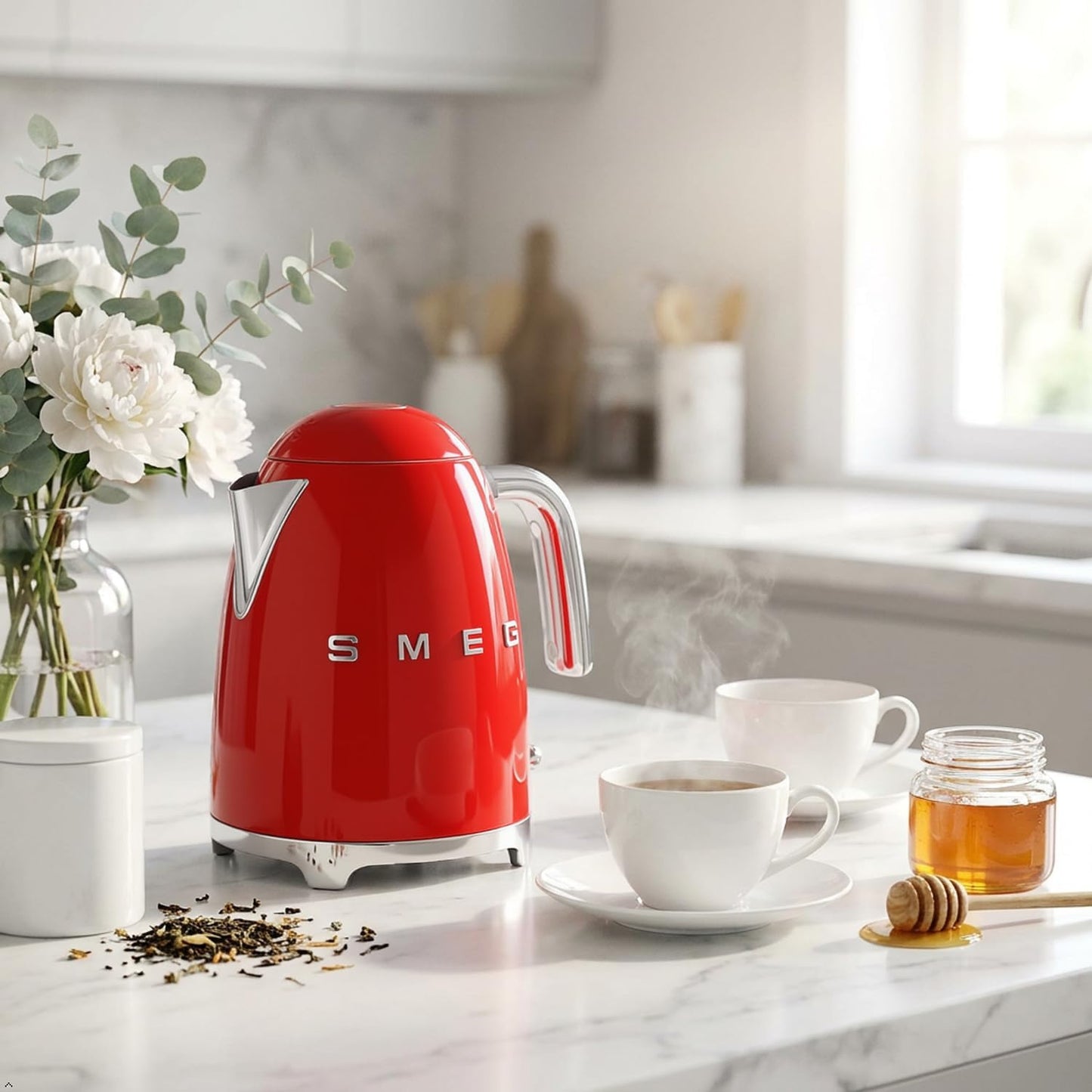 SMEG KLF03 Electric Kettle 1.7L (7 Cup), Retro Hot Water Boiler for Tea & Coffee, Fast Boiling, Auto Shut-Off, Soft Open Lid, 360° Swivel Base Countertop Kettle – Matte Champagne