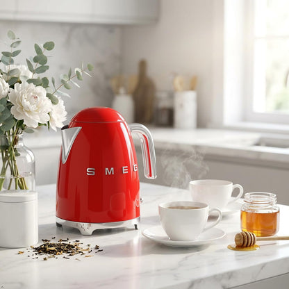 SMEG KLF03 Electric Kettle 1.7L (7 Cup), Retro Hot Water Boiler for Tea & Coffee, Fast Boiling, Auto Shut-Off, Soft Open Lid, 360° Swivel Base Countertop Kettle – Matte Champagne