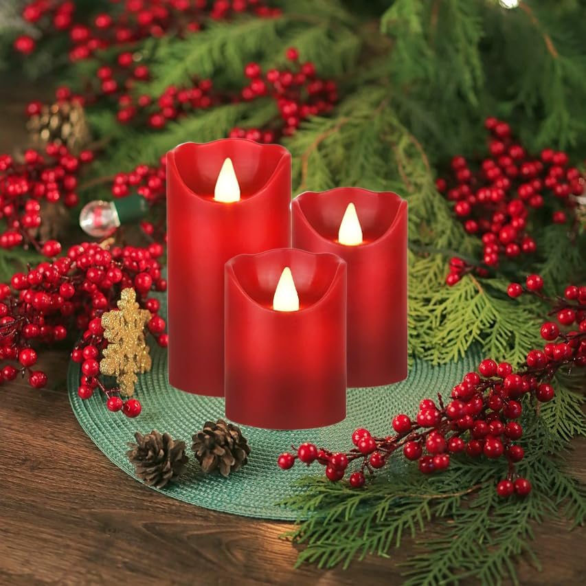 2PACK Outdoor Plastic flameless Candles with Remote Control and Timer, LED Flickering Battery Operated Electric Pillar Candles (D3 xH5.5) for Camping, Weddings, Home Decoration