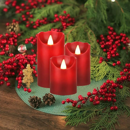 2PACK Outdoor Plastic flameless Candles with Remote Control and Timer, LED Flickering Battery Operated Electric Pillar Candles (D3 xH5.5) for Camping, Weddings, Home Decoration