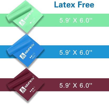 A AZURELIFE Resistance Bands,Professional Long Non-Latex Elastic Stretch Bands,Exercise Bands for Physical Therapy, Yoga, Pilates, Rehab, at-Home or The Gym Workouts, Strength Training