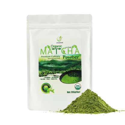 EFOOFAN Organic Ceremonial Matcha Powder, 1st Harvest Shade-Grown, 45g Tin