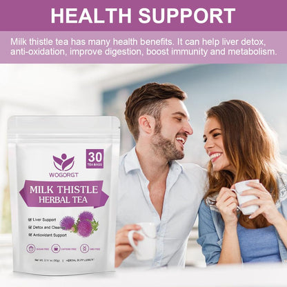 Dandelion Root with Milk Thistle Tea - Organic Dandelion Root and Milk Thistle Tea bags for Liver Cleanse, Antioxidant and Immune Support, Caffeine Free - 30 Tea Bags